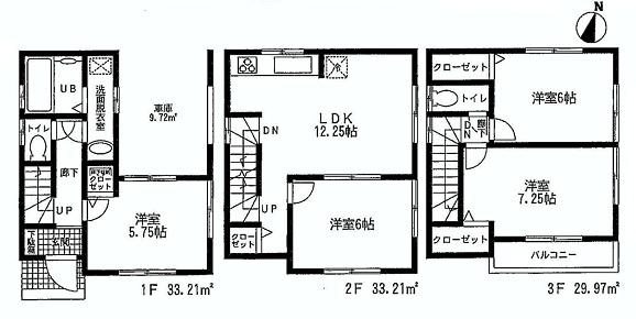 Floor plan. Price 44,800,000 yen, 4LDK, Land area 56.01 sq m , Building area 86.67 sq m