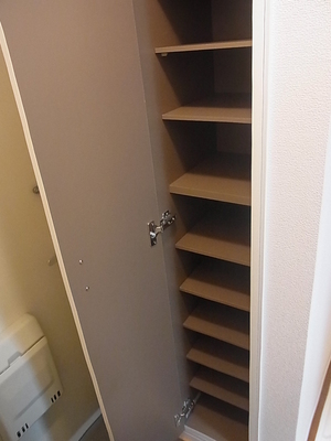 Entrance. With shoe box in the entrance aside