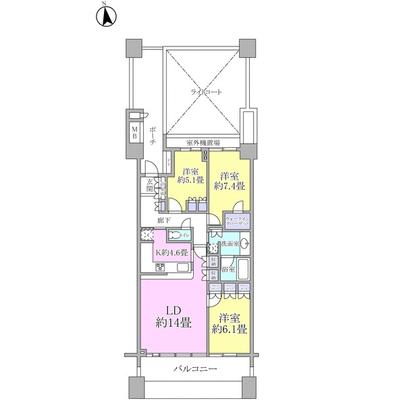 Floor plan. South-facing per day view is good