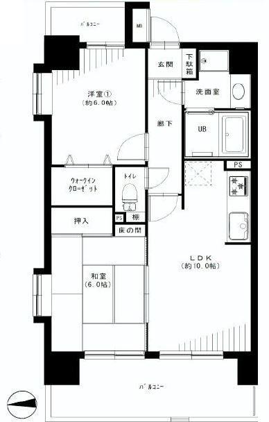 Floor plan. 2LDK, Price 33,800,000 yen, Occupied area 52.26 sq m , Good Floor balcony area 12.74 sq m usability