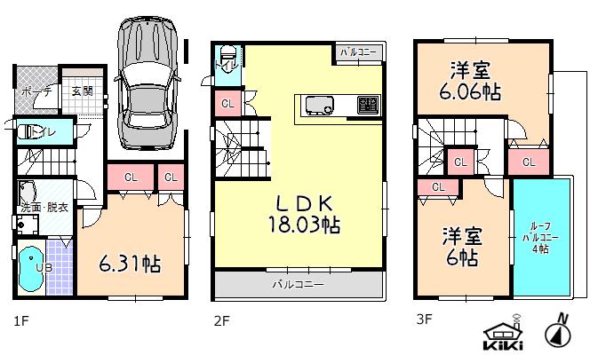 Floor plan. 42,800,000 yen, 2LDK + S (storeroom), Land area 66.14 sq m , Building area 97.72 sq m * completion: 2014 March scheduled