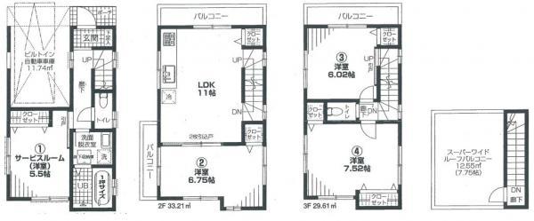 Floor plan. 46,800,000 yen, 3LDK+S, Land area 56 sq m , Building area 102.1 sq m