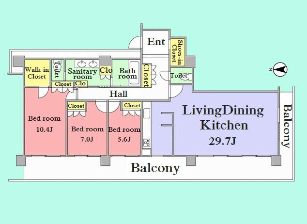 Floor plan. 3LDK, Price 109 million yen, Footprint 125.77 sq m , Balcony area 40.38 sq m