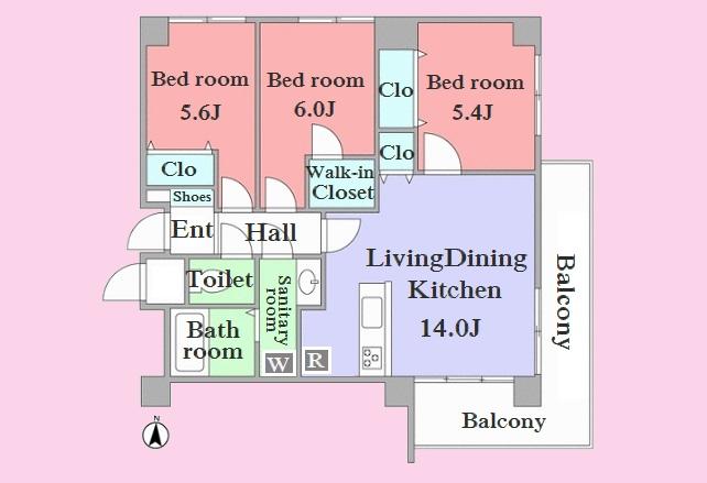 Floor plan. 3LDK, Price 32,900,000 yen, Occupied area 71.97 sq m , Balcony area 12.15 sq m
