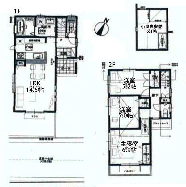 Floor plan. (A Building), Price 59,800,000 yen, 3LDK, Land area 79.47 sq m , Building area 75.84 sq m