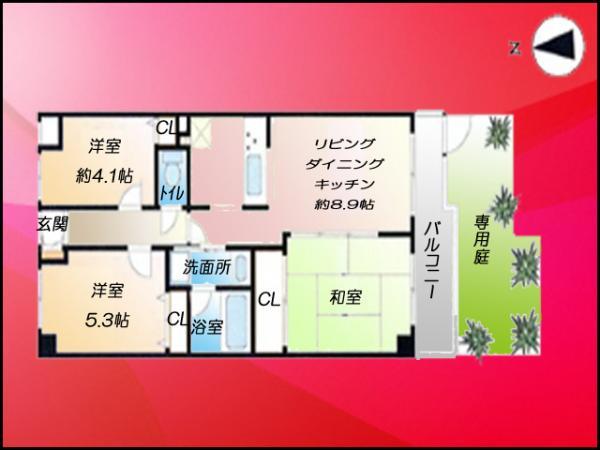 Floor plan. 3LDK, Price 24,800,000 yen, Occupied area 59.36 sq m , Balcony area 6.11 sq m