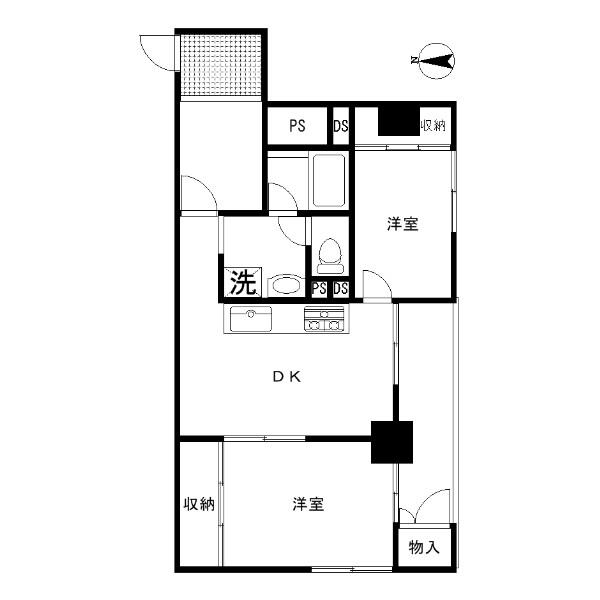Floor plan. 2LDK, Price 23.8 million yen, Occupied area 50.06 sq m , Balcony area 6.34 sq m