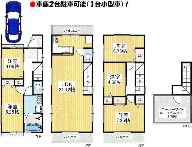 Floor plan. 49,300,000 yen, 5LDK, Land area 86.35 sq m , Building area 118.45 sq m