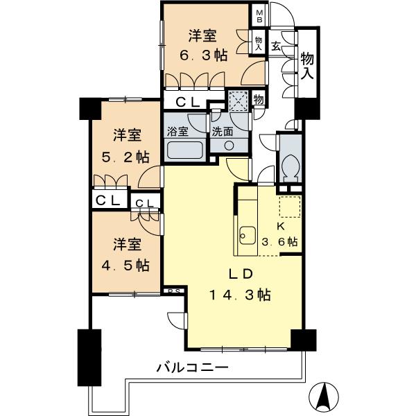Floor plan. 3LDK, Price 61,800,000 yen, Occupied area 77.39 sq m footprint: 77.39 sq m  3LDK Price: 71,800,000 yen