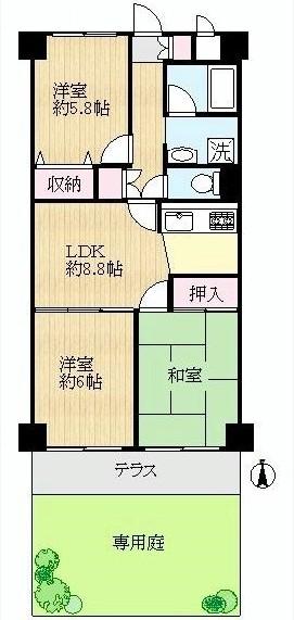 Floor plan. 3LDK, Price 23.8 million yen, Occupied area 59.18 sq m , Balcony area 5.4 sq m