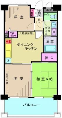 Floor plan. 3DK, Price 21,800,000 yen, Occupied area 50.32 sq m , Balcony area 10.1 sq m