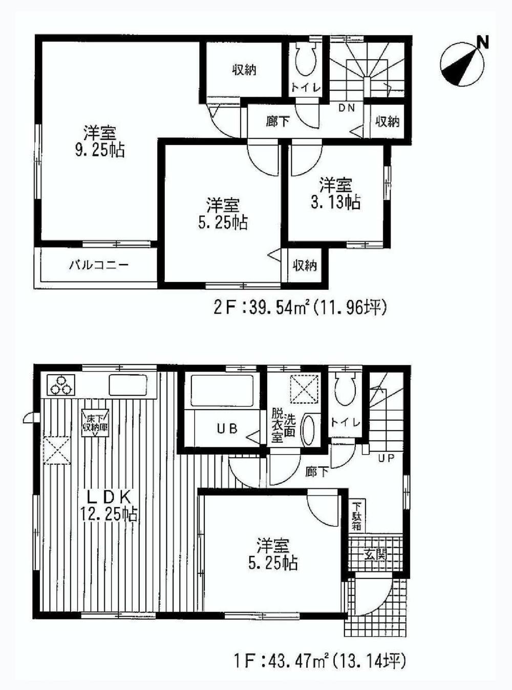 Floor plan. (3 Building), Price 60,800,000 yen, 4LDK, Land area 90.29 sq m , Building area 83.01 sq m