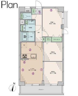 Floor plan. 3LDK, Price 34,800,000 yen, Footprint 56 sq m , Balcony area 6.71 sq m of Mato