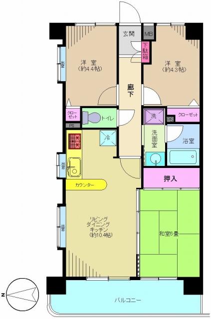 Floor plan. 3LDK, Price 31,800,000 yen, Footprint 56.1 sq m , Balcony area 9.09 sq m