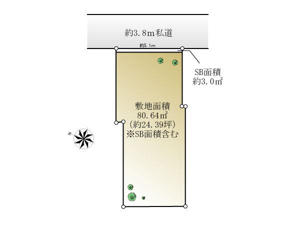 Compartment figure. Land price 44,800,000 yen, Land area 80.64 sq m compartment view