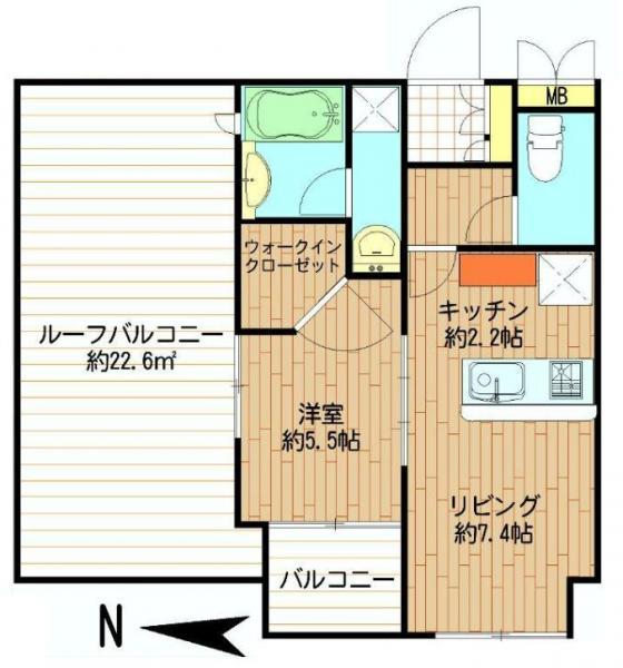 Floor plan. 1LDK, Price 27 million yen, Footprint 34.4 sq m