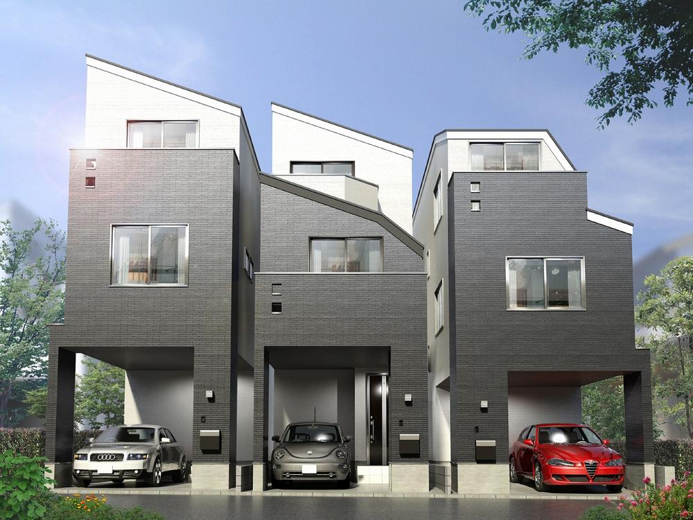 Building plan example (Perth ・ appearance). Three-story house with a garage