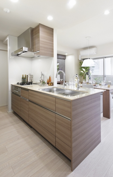 Clean and beautiful, Face-to-face counter kitchen with consideration also to the interior of. Countertops "Fiorentino Stone"