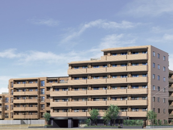 Snuggle up to the green hills <The ・ Kugahara Residence> Exterior - Rendering. Hillside Court, Front court, Residence is the birth of Parkside 88 House consisting Court. Resonate with the surrounding nature, Impressive calm appearance is