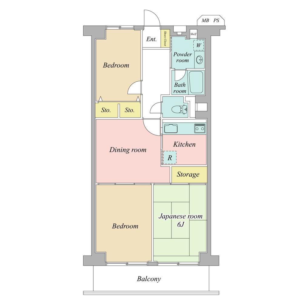 Floor plan. 3DK, Price 25,500,000 yen, Footprint 61 sq m , Balcony area 7.84 sq m