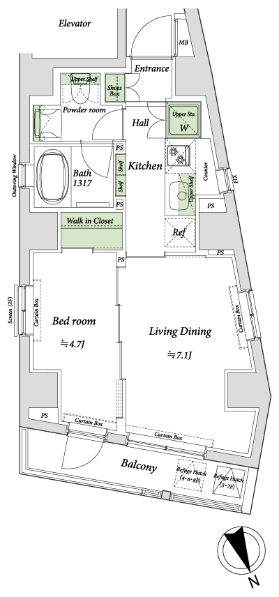 Floor: 1LDK + WIC, the occupied area: 37.11 sq m, Price: 34,900,000 yen, now on sale