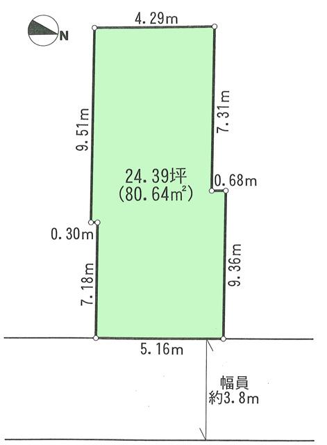 Compartment figure. Land price 44,800,000 yen, Land area 80.64 sq m