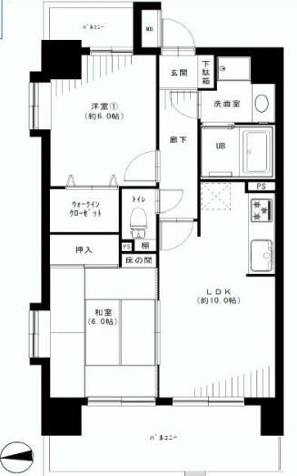 Floor plan. 2LDK, Price 33,800,000 yen, Occupied area 52.26 sq m , Balcony area 12.74 sq m