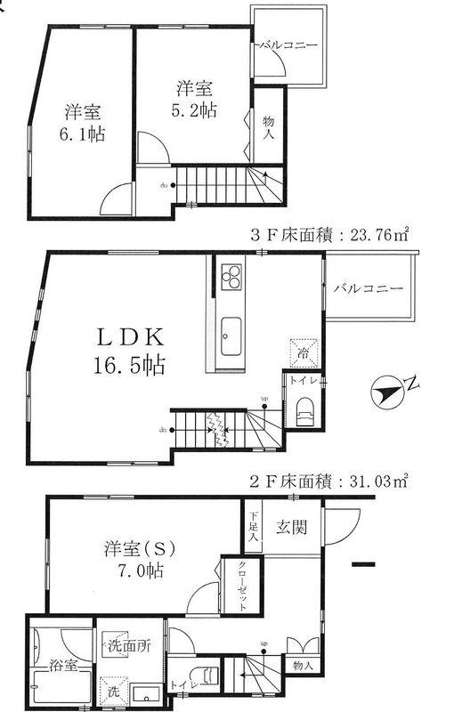 Floor plan. 45,800,000 yen, 3LDK, Land area 59.64 sq m , Building area 85.28 sq m