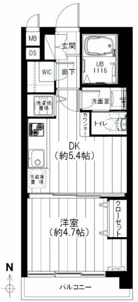 Floor plan. 1LDK, Price 14.9 million yen, Occupied area 29.16 sq m , Balcony area 4.32 sq m