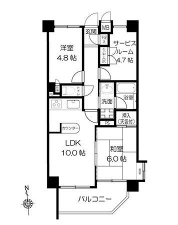 Floor plan. 2LDK+S, Price 26,800,000 yen, Occupied area 54.33 sq m , Balcony area 7.06 sq m south-facing 2LDK good per yang.