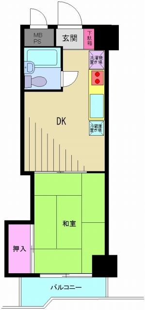 Floor plan. 1LDK, Price 9.88 million yen, Occupied area 27.33 sq m , Balcony area 4.12 sq m