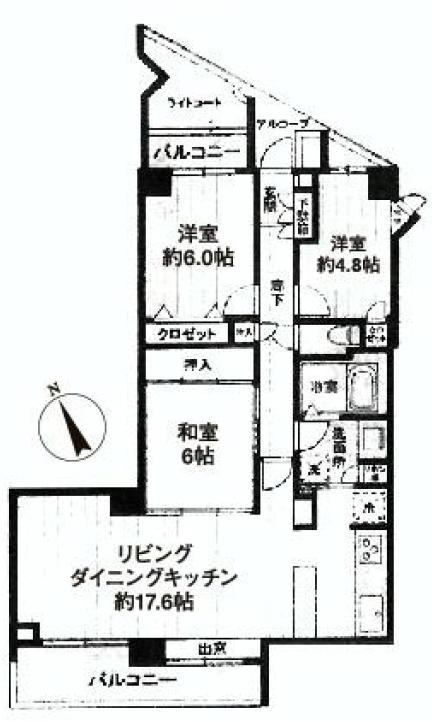 Floor plan. 3LDK, Price 36,800,000 yen, Occupied area 76.87 sq m , Balcony area 9.9 sq m