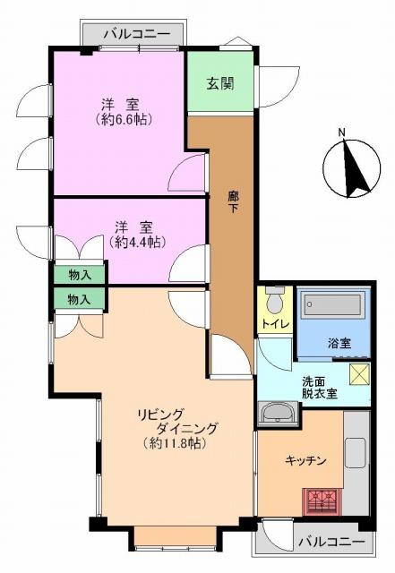 Floor plan. 2LDK, Price 23.8 million yen, Footprint 60.9 sq m