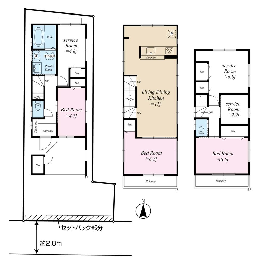 Floor plan. 49,800,000 yen, 3LDK + 3S (storeroom), Land area 82.64 sq m , Building area 119.34 sq m floor plan