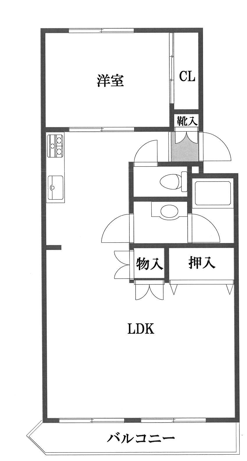 Floor plan. 1LDK, Price 15 million yen, Footprint 47.4 sq m , Balcony area 5 sq m