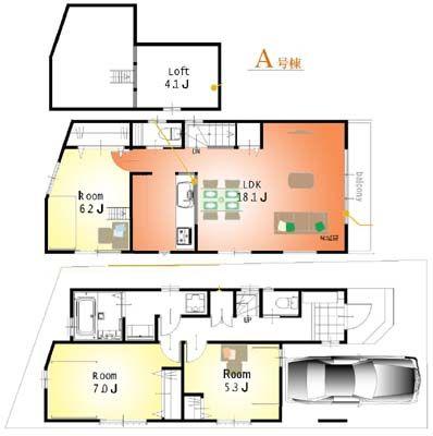 Floor plan. 44,800,000 yen, 3LDK, Land area 76.64 sq m , Building area 84.1 sq m