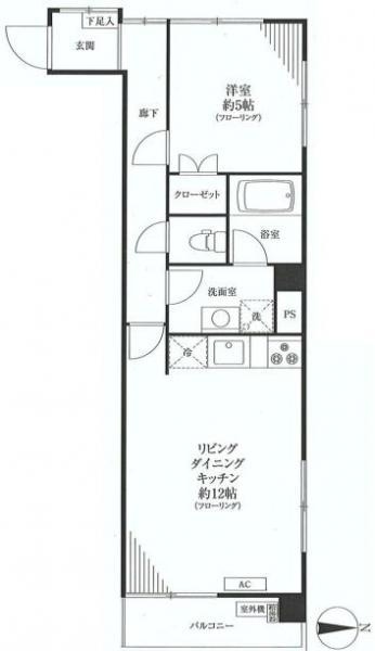 Floor plan. 1LDK, Price 18,800,000 yen, Occupied area 44.01 sq m , Balcony area 4.32 sq m