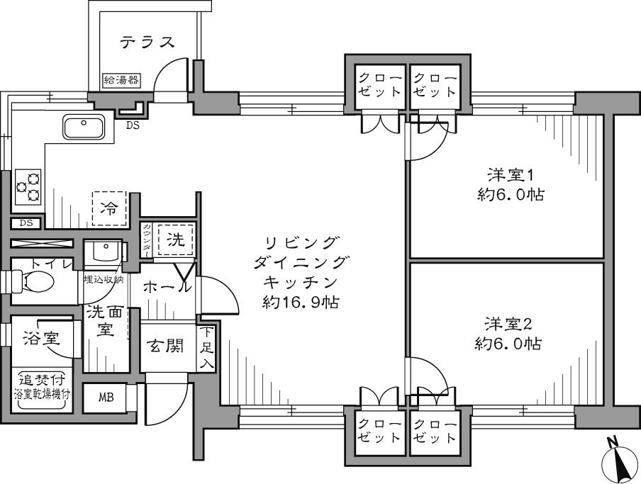 Floor plan. 3LDK, Price 32,800,000 yen, Footprint 62.6 sq m , Balcony area 5.93 sq m