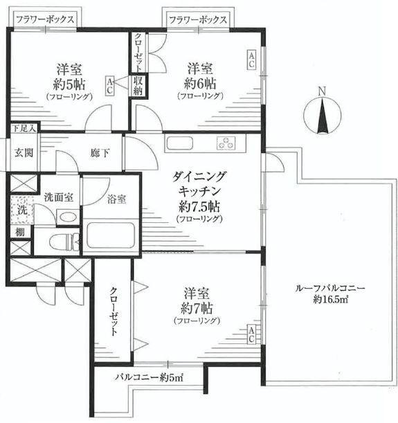 Floor plan. 3DK, Price 24,800,000 yen, Occupied area 56.35 sq m , Good Floor balcony area 5 sq m usability