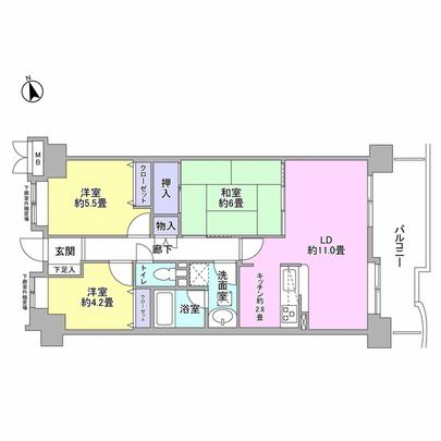 Floor plan. Since there is no high-rise building in front, View is good. For indoor clean your.