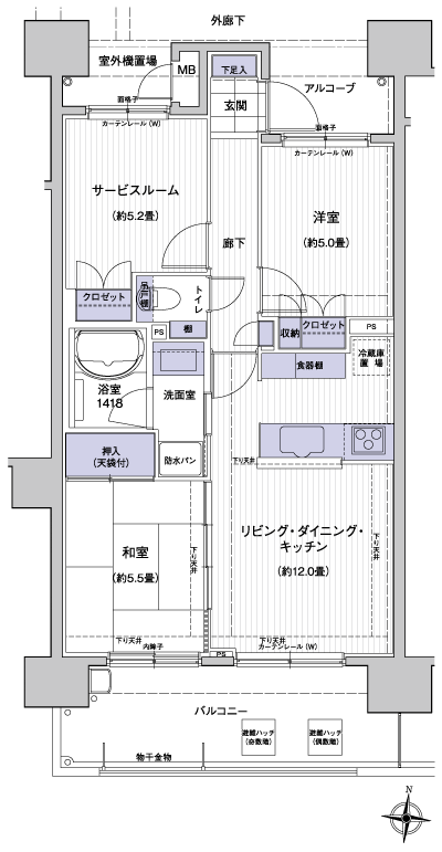 Floor: 2LDK + S, the occupied area: 62.33 sq m