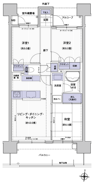 Floor: 3LDK, occupied area: 62.27 sq m