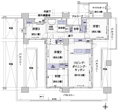 Floor: 4LDK + cycle port, the area occupied: 94.89 sq m