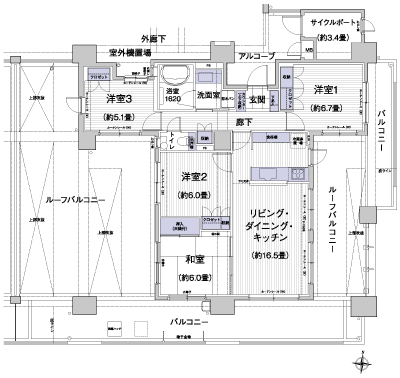 Floor: 4LDK + cycle port, the area occupied: 94.89 sq m