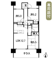 Floor: 3LDK, the area occupied: 63.8 sq m