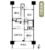 Floor: 2LDK + S, the occupied area: 60.57 sq m