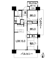 Floor: 3LDK + cycle port, the area occupied: 73.16 sq m