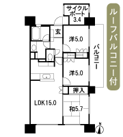 Floor: 3LDK + cycle port, the area occupied: 73.16 sq m