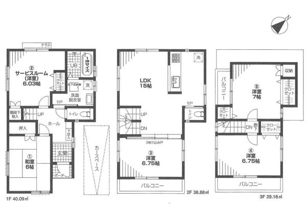 Floor plan. 54,800,000 yen, 4LDK + S (storeroom), Land area 73.66 sq m , Building area 108.13 sq m