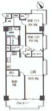 Floor plan. 3LDK, Price 39,300,000 yen, Footprint 72.8 sq m , Balcony area 6.52 sq m